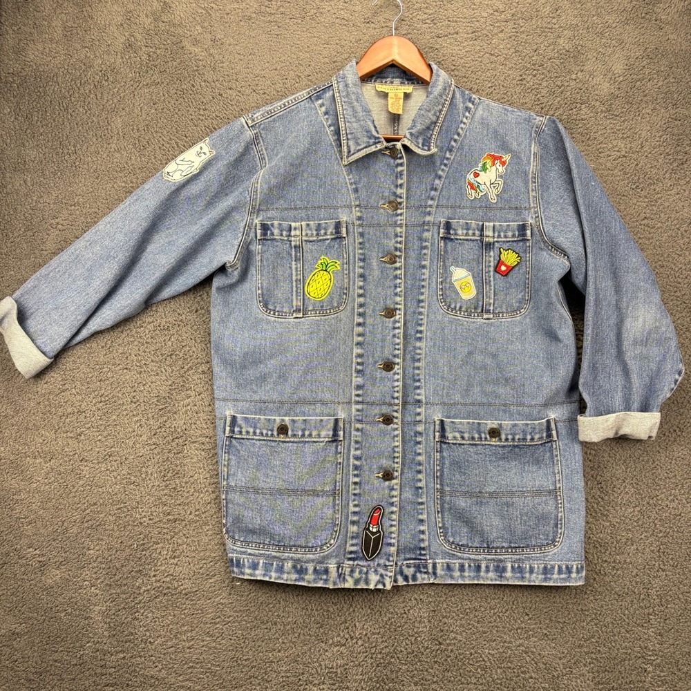 Telluride Clothing Co XL Denim Jacket Patched Novelty Embroidered Jean Coat‎